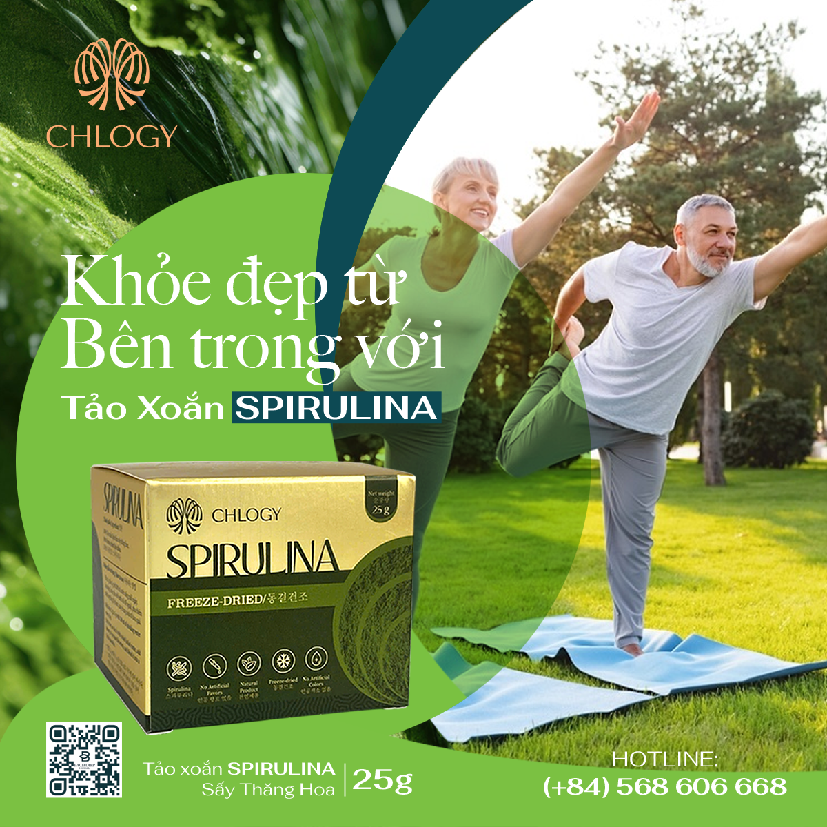 Tảo Xoắn Spirulina-Sấy thăng hoa (25g)